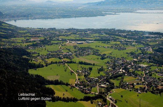 Luftbild gegen Sden zum Bodensee und Rheintal