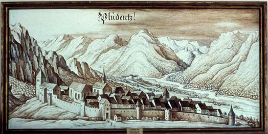 Stich von Merian - Bludenz um 1640