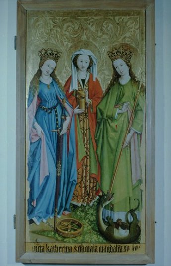 Tafelmalerei: Die Heiligen Katharina, Magdalena und Margaretha